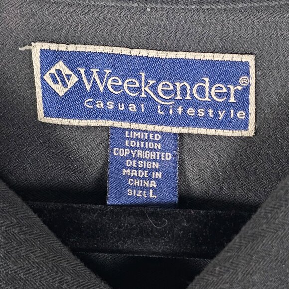 Weekender Embroidered Palm Tree Hawaiian Mens Large Short Sleeve Button Shirt - Picture 4 of 7